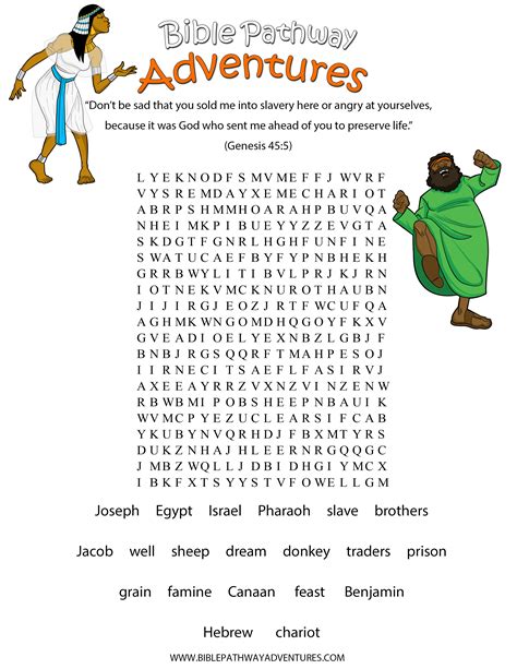 Free Bible Word Search Puzzle The Story Of Joseph