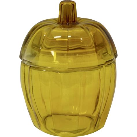 Anchor Hocking Amber Glass Pumpkin Jar with Lid | Glass pumpkins, Glass, Amber glass