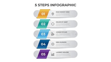 5 Points Of Steps Diagram Vertical List Layout Infographic Template