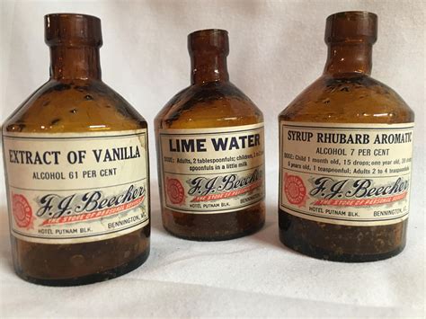 Three Beautiful Antique Amber Glass Medicine Bottles From Fj Beecher