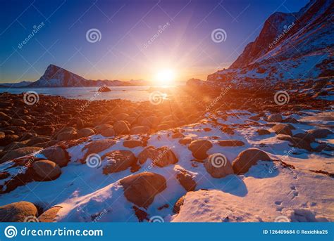 Sunset At Lofotens Stock Photo Image Of Norway Nordland 126409684