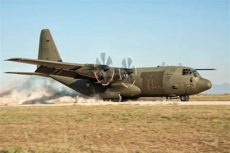 Raf C 130j Hercules Aircraft Conduct Semi Prepared Runway Operations In