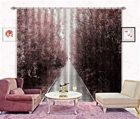3d Purple Trees C430 Blockout Photo Curtain Print Curtains Etsy