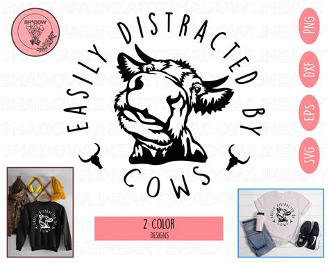 Easily Distracted By Cows Png Easily Distracted By Cows Svg Etsy Canada