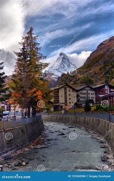 Stunning Autumn Scenery Of Famous Alp Peak Matterhorn Swiss Alps