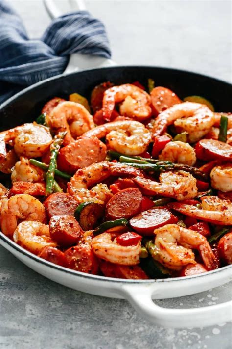 Shrimp And Sausage Vegetable Skillet Great For A Healthy Meal Prep