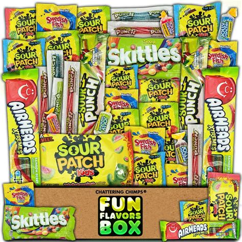 Fun Flavors Box Sour Candy Lovers Sweet Snack Care Package 30 Snacks