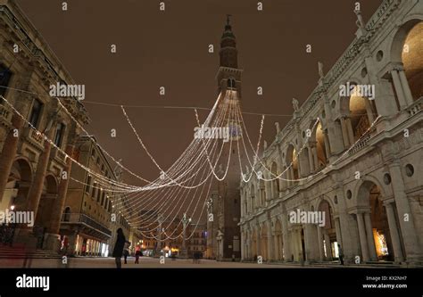 Main Square Called Piazza Dei Signori In Vicenza In Italy With Snow By