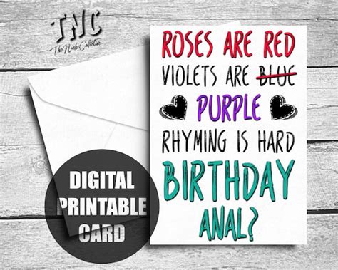 Dirty Birthday Card Printable Anal Card Naughty Birthday Etsy