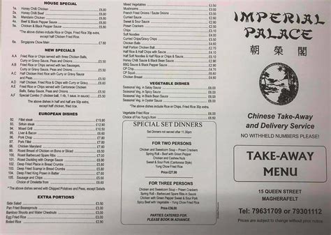 Menu At Imperial Palace Restaurant Magherafelt