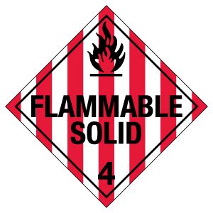 Hazard Class Flammable Solid Removable Self Stick Vinyl Worded