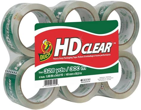 Duck Hd Clear Heavy Duty Packing Tape Refill 6 Rolls 188 Inch X 546