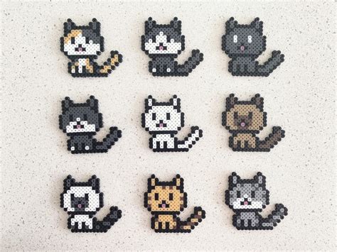 Mini Cats Pixel Perler Beads Art Can Be Fridge Magnet Etsy Perler