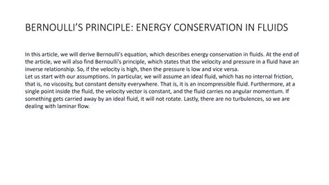 Solution Bernoulli S Principle Energy Conservation For Fluids Studypool