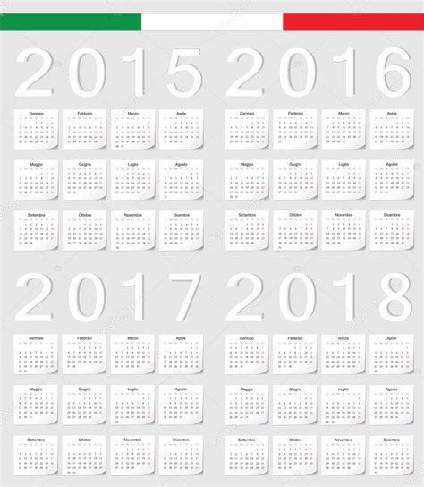 Conjunto De Calendarios Italianos 2015 2016 2017 2018 Vector