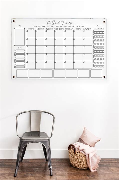 Personalized Acrylic Calendar For Wall Ll Dry Erase Board Etsy