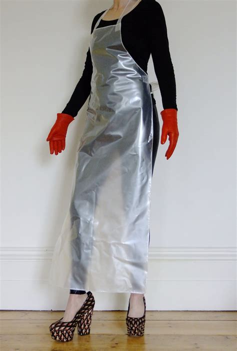 This Is A Simply Styled Apron In Shiny Semi Clear Pearly White Pvc