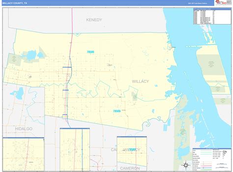 Willacy County Tx Zip Code Wall Map Basic Style By Marketmaps