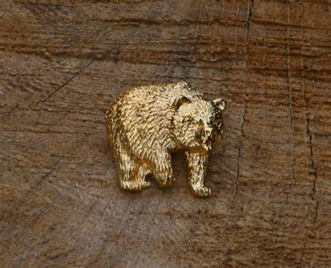 Grizzly Bear Gold Plated Pin Lapel Badge Hunting T 026 Etsy