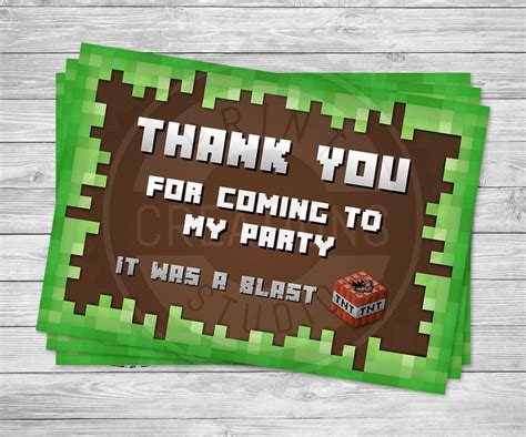Free Printable Minecraft Thank You Cards