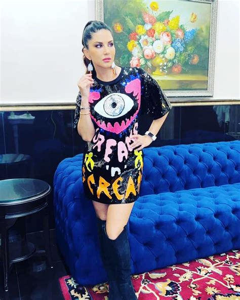 Sunny Leone Spreads The Sass In Knee High Boots With Sequinned T Shirt