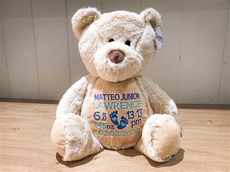 Personalised New Baby Teddy Bear Embroidered Teddy Bear Etsy