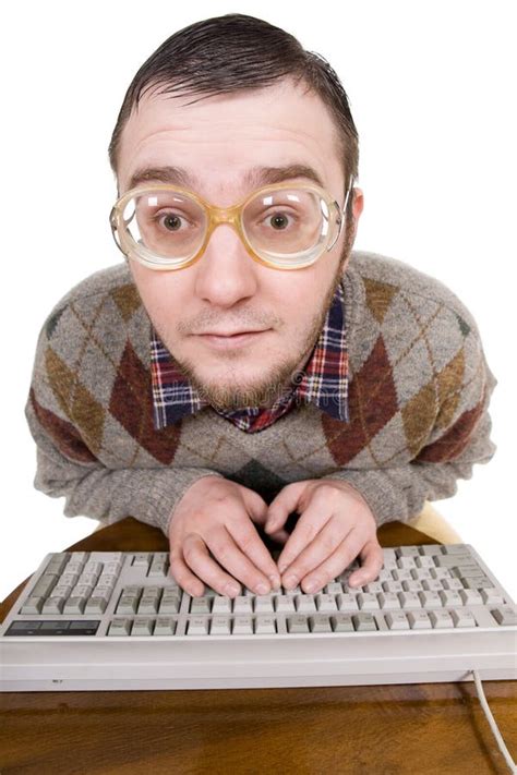 Nerd With Keyboard Stock Photo Image Of Expressive Humor 12956222