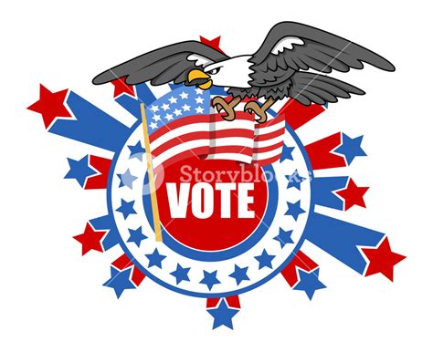 Vote Theme Design With Bald Eagle And Usa Flag Election Day Vector