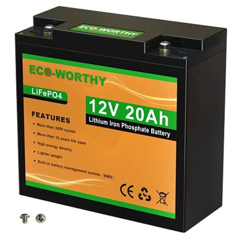 Eco Worthy 12v 20ah Lifepo4 Lithium Iron Phosphate Battery Deep Cycle