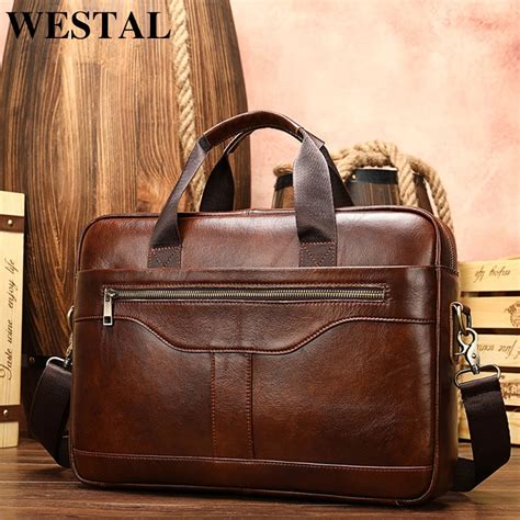 Westals Genuine Leather Laptop Bag Office Briefcase Bags For Men