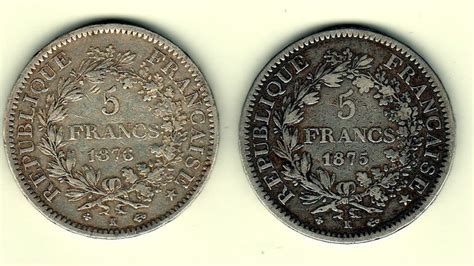 France 5 Francs 1875 K And 1876 K Hercule 2 Monnaies Catawiki