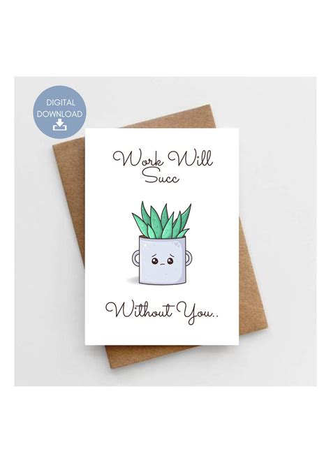 Work Will Succ Without You Funny Printable Card For Leaving Etsy In Printable Cards
