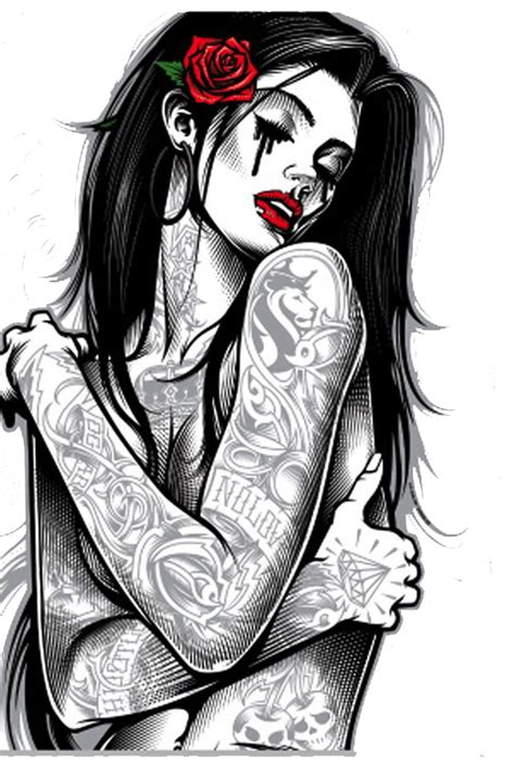 download tattoo style woman art chicano t shirt gothic hq png image freepngimg