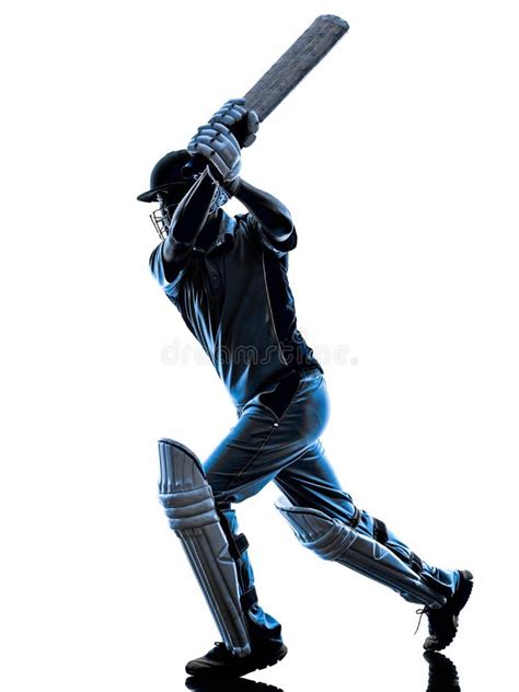Silhouette De Batteur De Joueur De Cricket Photo Stock Image Du
