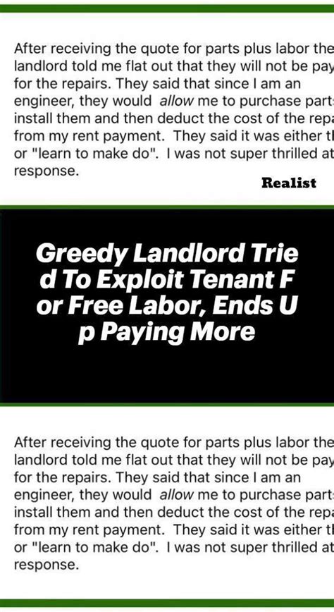 greedy landlord tried to exploit tenant for free labor ends up paying more in 2022 being a