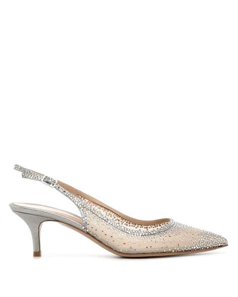Gianvito Rossi Leather Regina Crystal Embellished Pumps In Silver