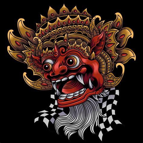Vector Illustration Of Barong Bali Mask 7721301 Vector Art At Vecteezy