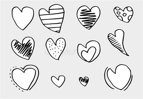 Doodle Hearts Hand Drawn Love Heart Collectionvector Illustration