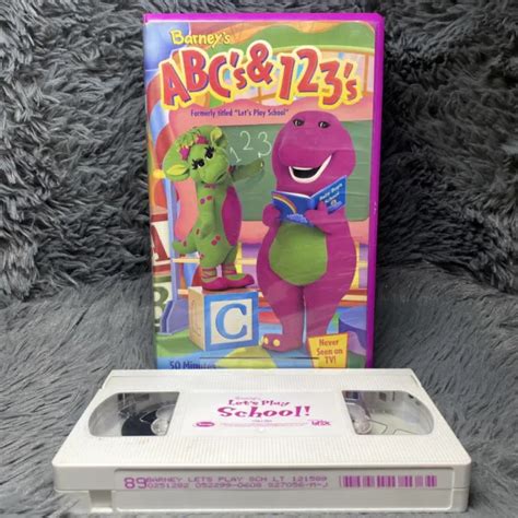 Barney Abcs And 123s Vhs 1999 Tape Lets Play School Sing Along Songs