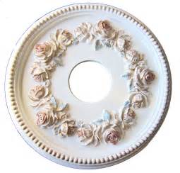 A ceiling medallion is one of the easiest ways to add a little architectural character to your space. Shabby Rose Ceiling Medallion in Antique White,Gold,Green ...