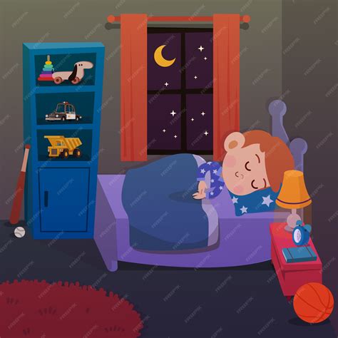 Premium Vector Kid Sleep In Room Vector Illustration