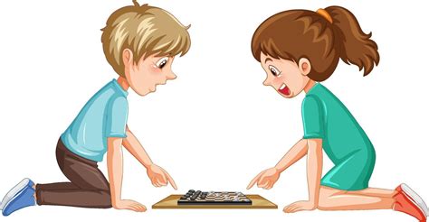 A Children Playing Board Game On White Background 7562464 Vector Art At