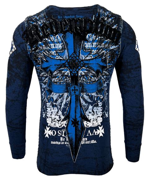 Archaic Affliction Mens Thermal Shirt Loyalty Navy Fashion Brand Sale