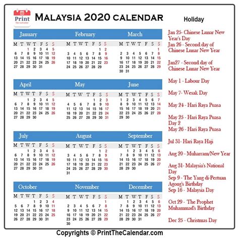 There are 18 public holidays in the state of selangor, malaysia in 2020, and 6 of them fall on weekends: Malaysia Holidays 2020 2020 Calendar with Malaysia Holidays
