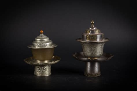 Two Tibetan Bowls Tibet 19th Century Tibetan Bowls Decorative Jars Jar