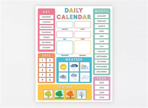 Child Calendar Printable Montessori Preschool Classroom Etsy Canada