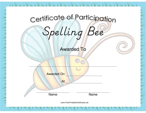 This Spelling Bee Certificate Features An Actual Spelling Bee In The