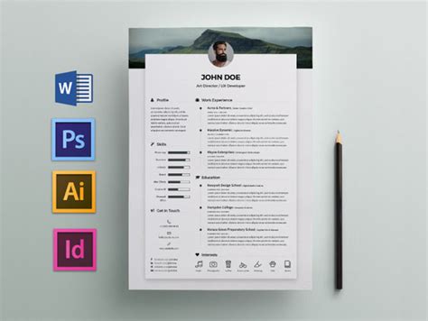 Free Elegant Job Resume Cv Template In Photoshop Psd Illustrator A