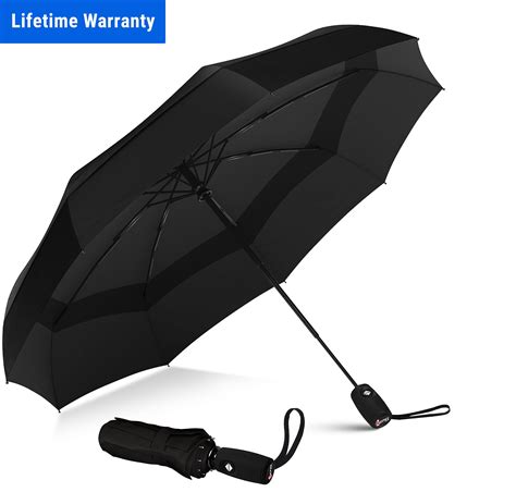 Repel Windproof Travel Umbrella Teflon Coated Double Vented Canopy