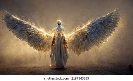 Angel Big White Wings Behind Her Shutterstock